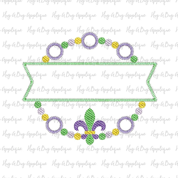 Fleur De Lis Beads Zig Zag Stitch Applique Design, Applique