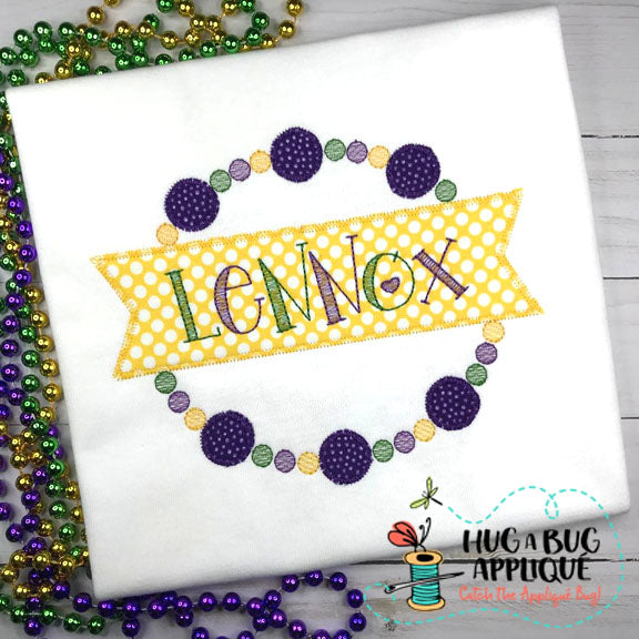 Mardi Gras Beads Zig Zag Stitch Applique Design, Applique