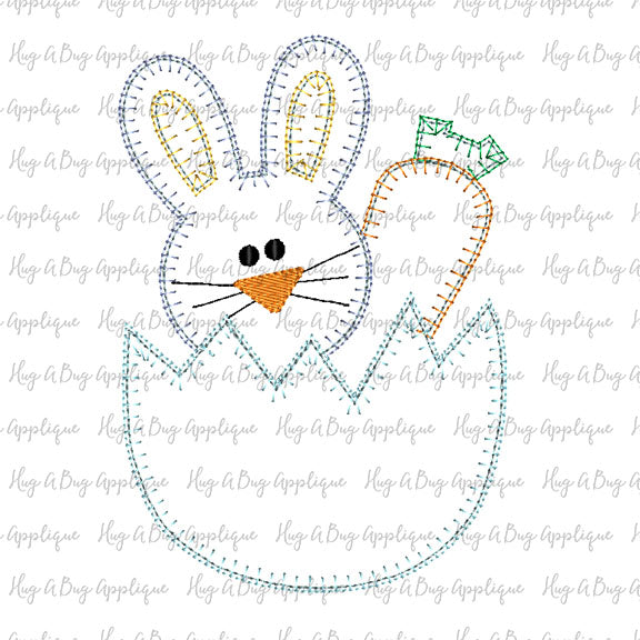 Bunny Egg Blanket Stitch Applique Design, Applique