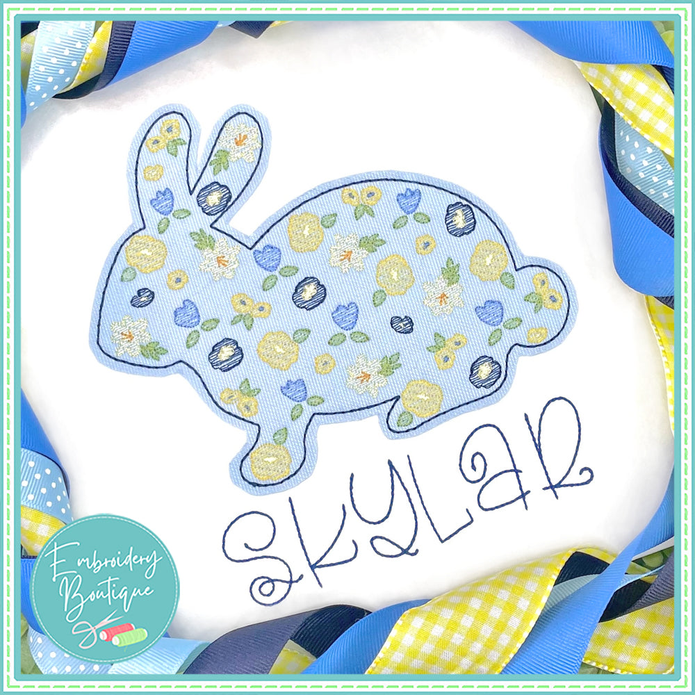 Bunny Flowers Overlay Applique, Applique, opensolutis