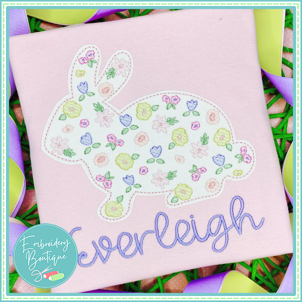 Bunny Flowers Overlay Applique, Applique, opensolutis