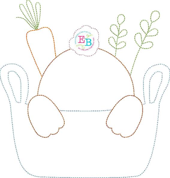 Bunny Tail Carrot Basket Bean Stitch Applique, Applique, opensolutis