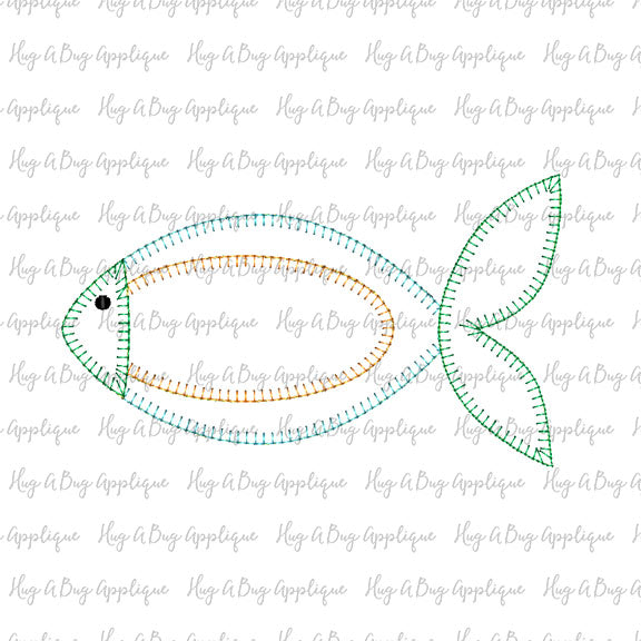 Fish 3 Blanket Stitch Applique Design, Applique
