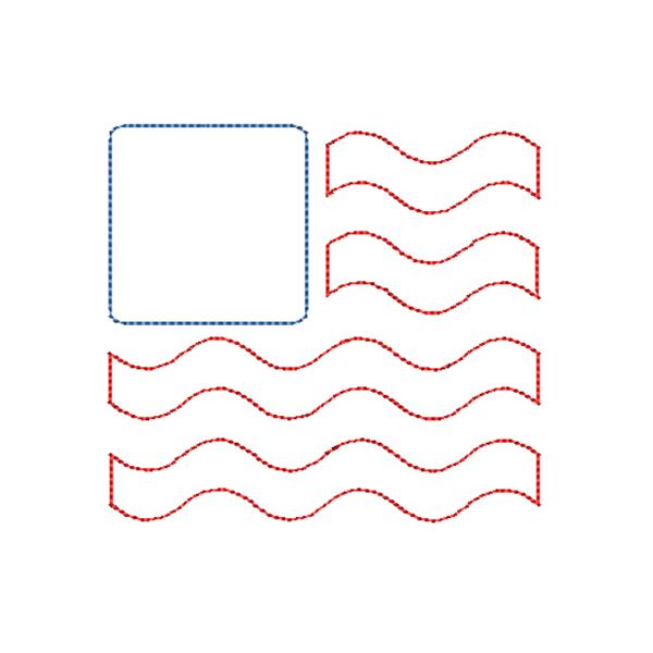 Flag Wave Bean Stitch Applique Design, Applique