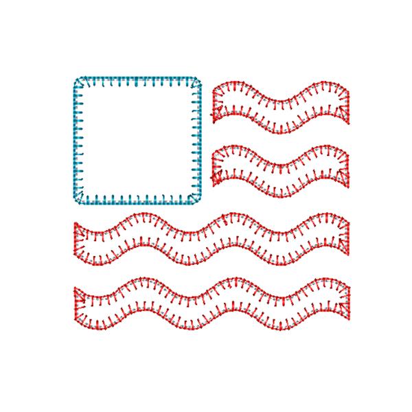 Flag Wave Blanket Stitch Applique Design, Applique