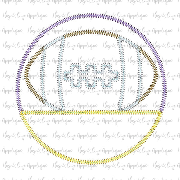 Football Split Circle Zig Zag Stitch Design, Applique