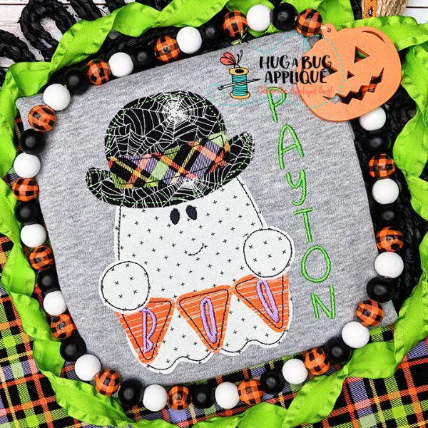Ghost Hat Boo Bean Stitch Applique Design