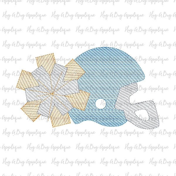 Helmet Pompom Sketch Stitch Embroidery Design, Embroidery