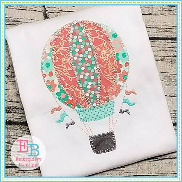 Hot Air Balloon Blanket Stitch Applique, Applique