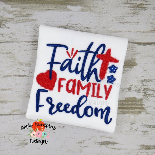 Faith Family Freedom Applique Design, applique