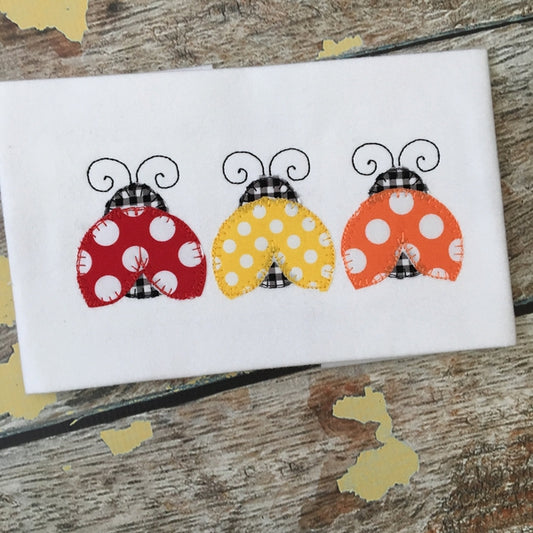 Ladybug Trio Blanket Stitch Applique Design, Applique