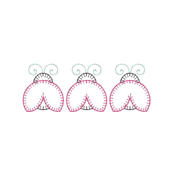 Ladybug Trio Blanket Stitch Applique Design, Applique