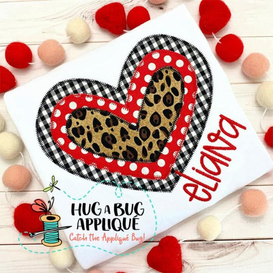 Paper Hearts Zig Zag Stitch Applique Design, Applique