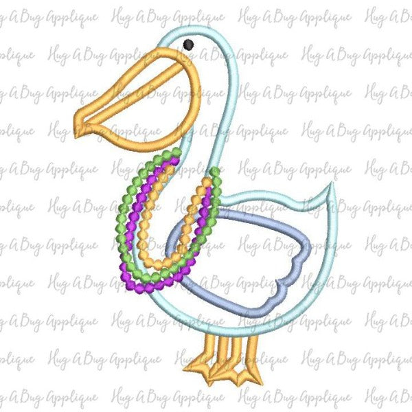 Pelican Beads Satin Stitch Applique Design, Applique