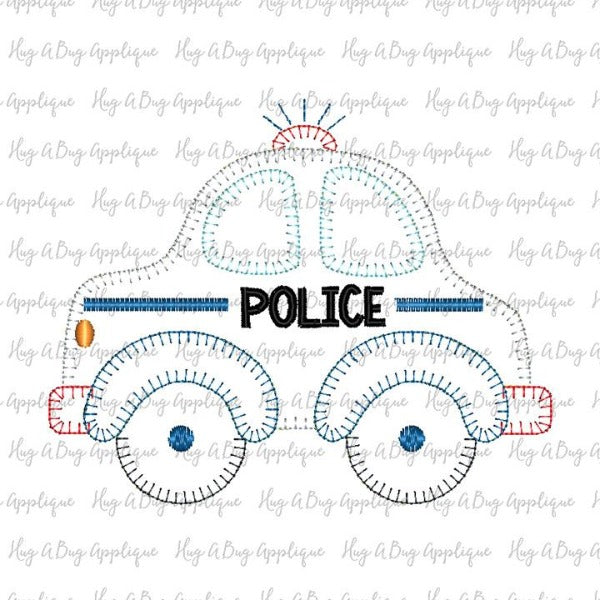 Police Car Blanket Stitch Applique Design, Applique