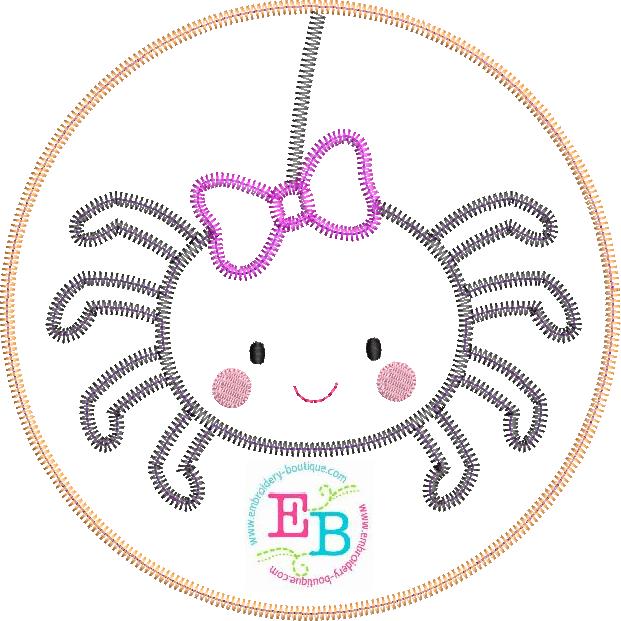 Spider Bow Circle Zigzag Stitch Applique, Applique