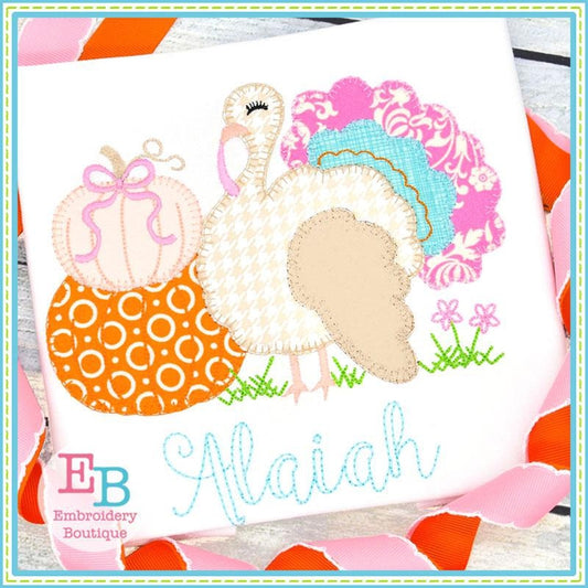 Turkey Pumpkins Blanket Stitch Applique, Applique