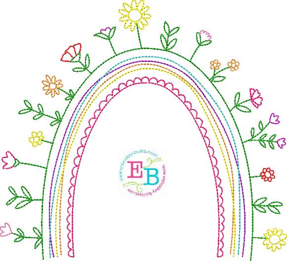 Wildflower Rainbow Embroidery Design, Embroidery Design, opensolutis