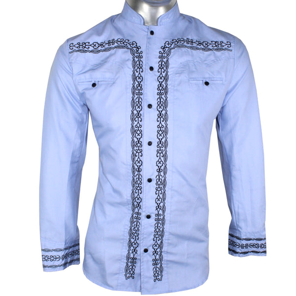 Camisa Vaquera Para Hombre Manga Larga Modelo GRH16 Azul Cielo | DRS MX