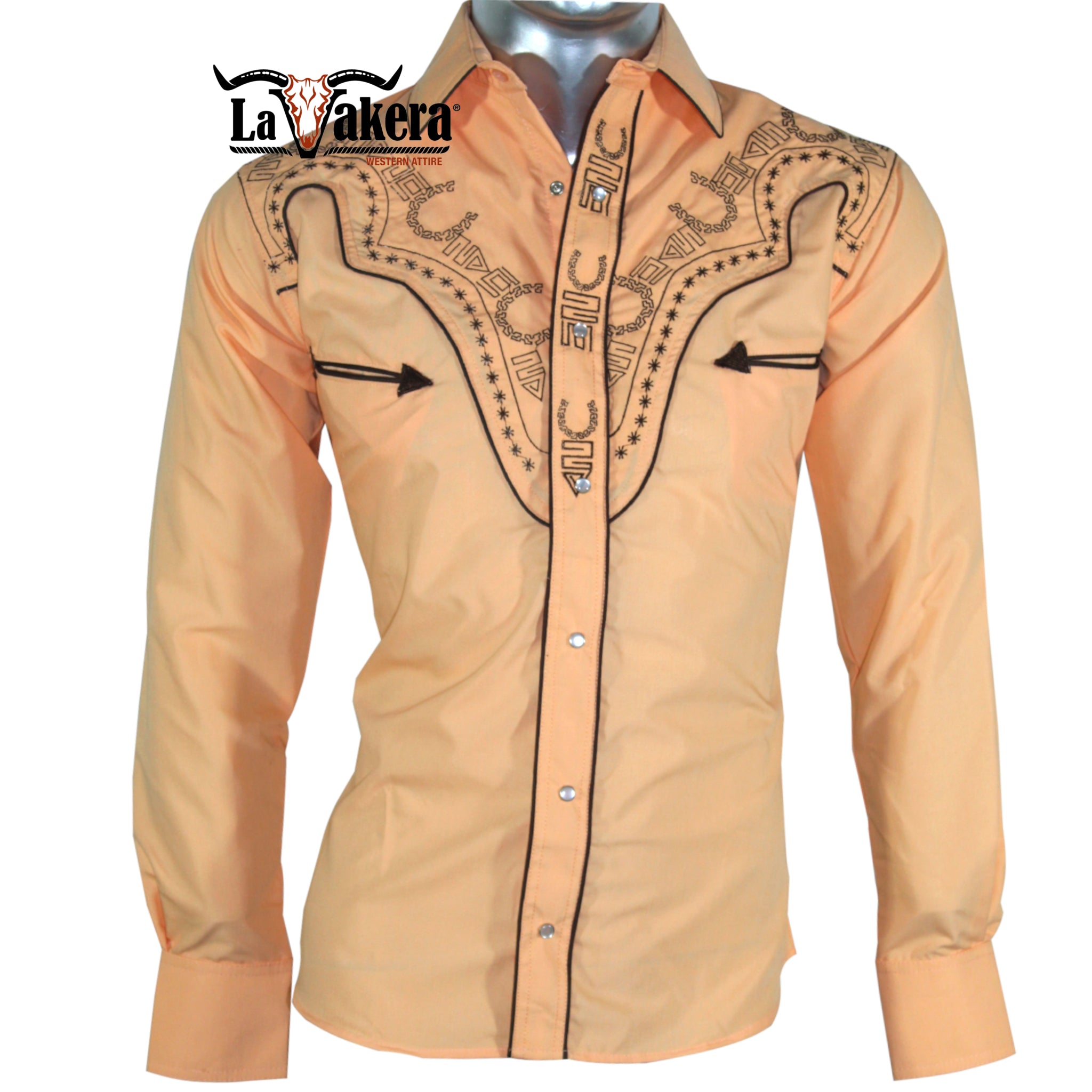 Camisa Vaquera Bordada Modelo WTX3 NARANJA | DRS MX