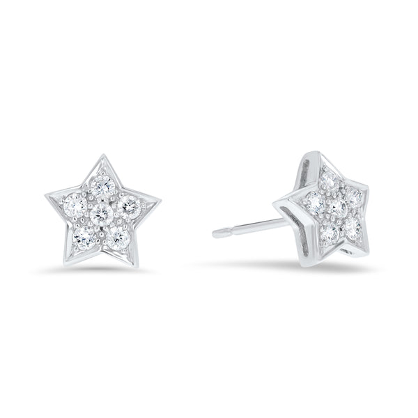 Star Shaped Diamond Halo Cluster Stud Earrings (E4265) – R&R Jewelers