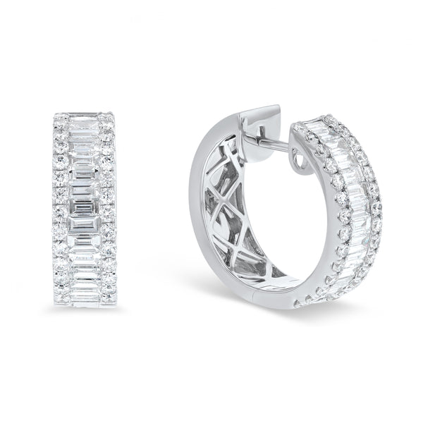 Chanel Set Baguettes Bordered by Round Cut Diamonds Hanging Earings