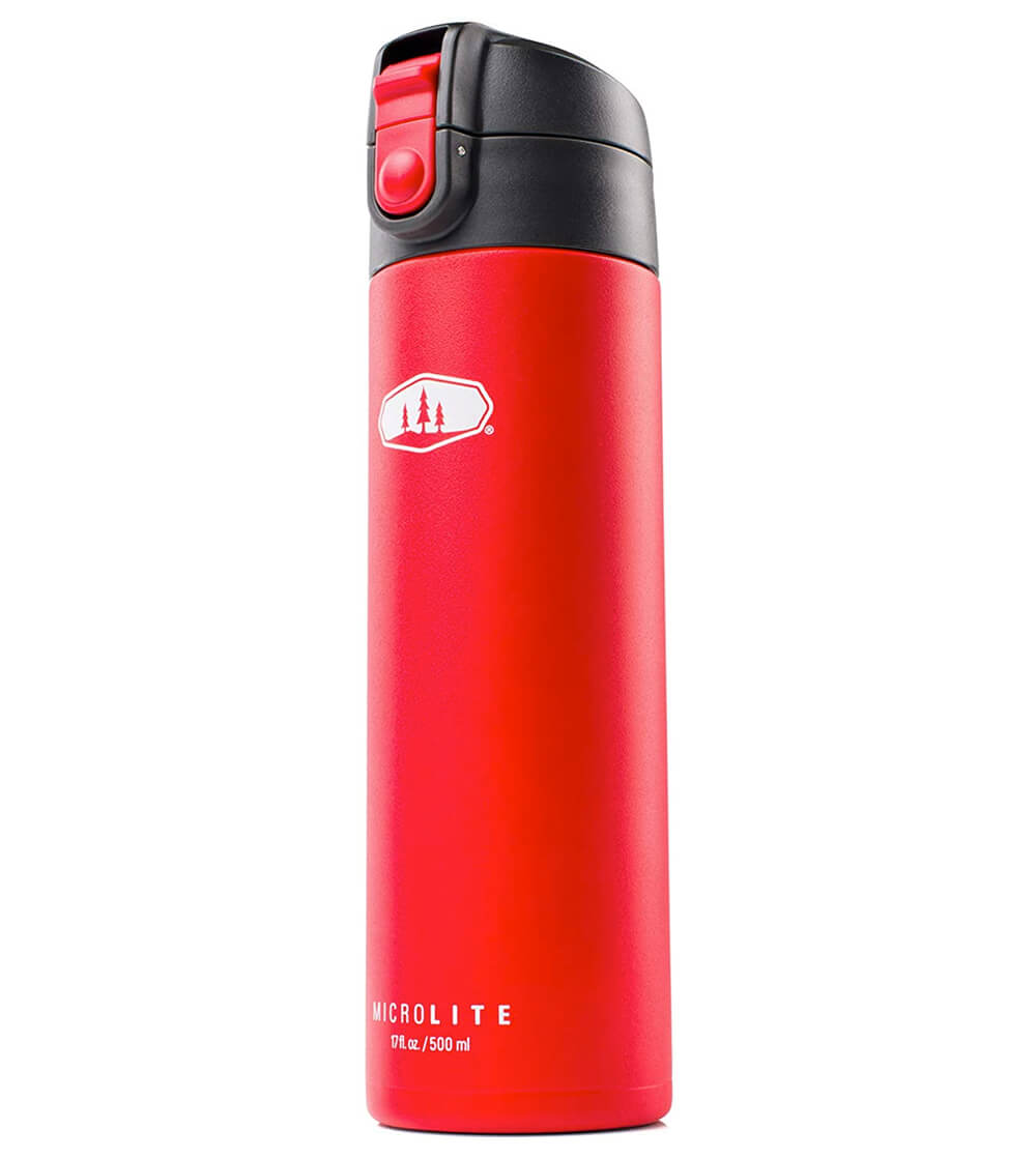 Red Microlite vakuumisolierte Wasserflasche aus Edelstahl