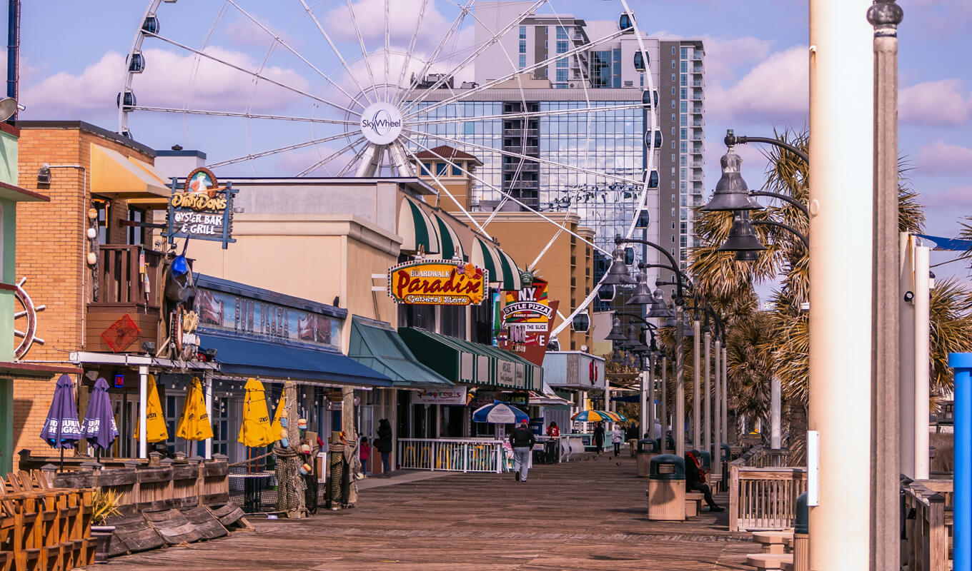 A ferris wheel in the broadway, myrtle beach