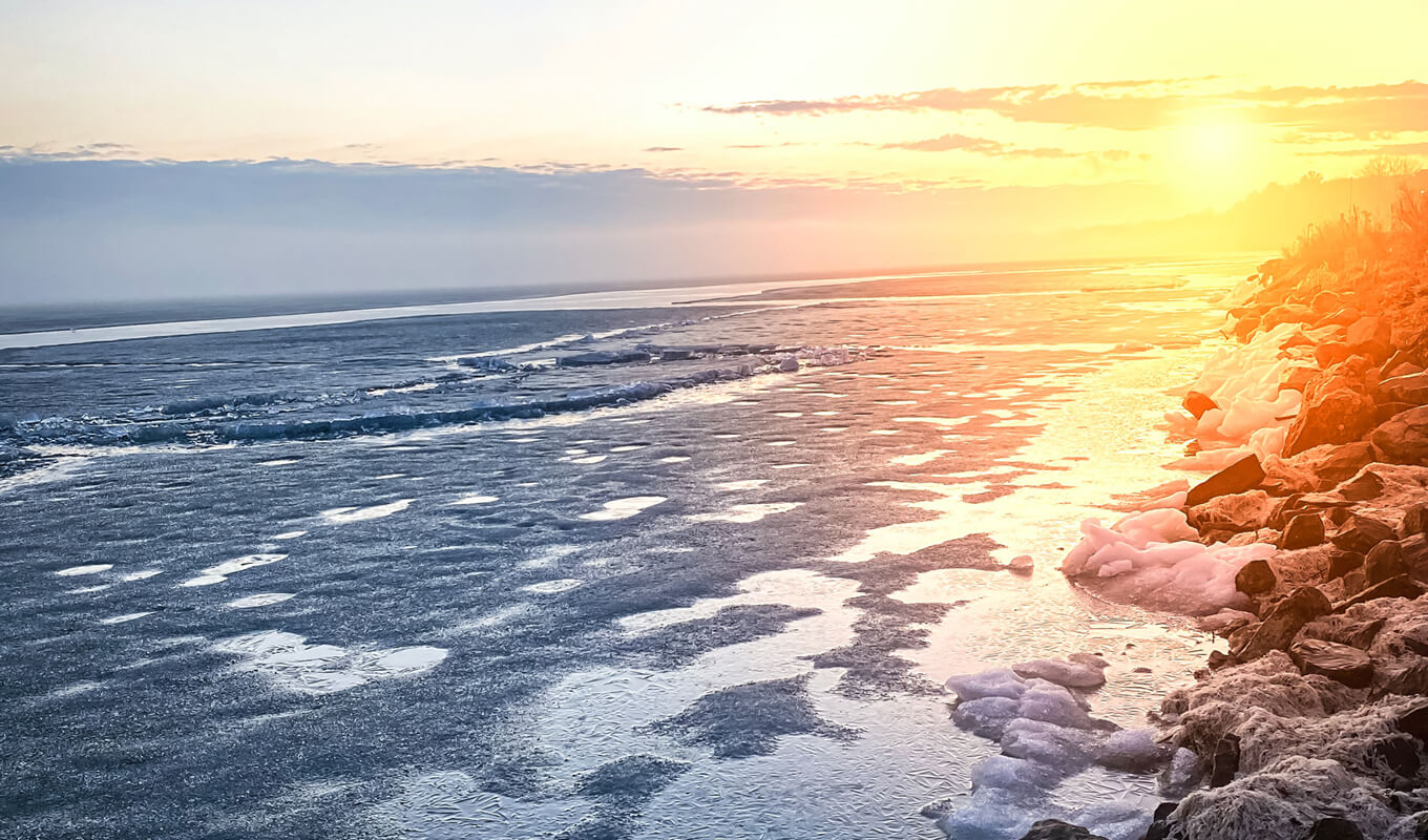 Frozen river, Barrie Ontario Canada