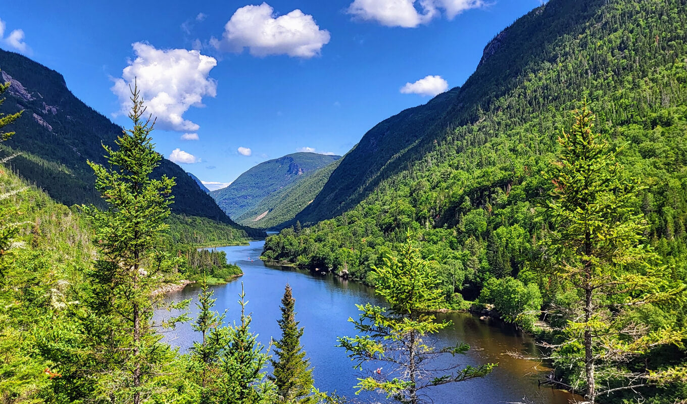 River in between two mountains in Bostonnais, Quebec