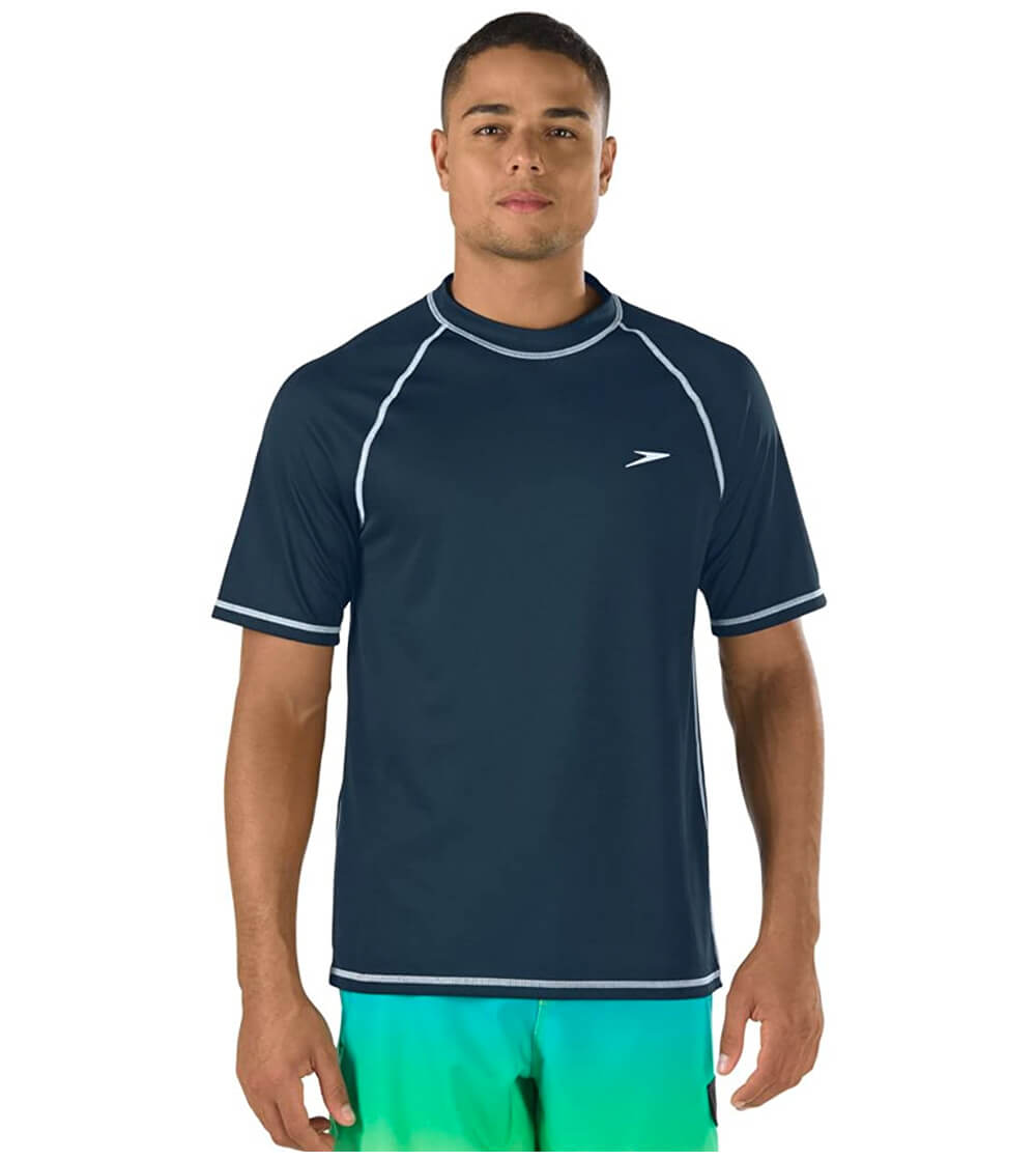 New Navy Speedo Men's Swim shirt short sleeve