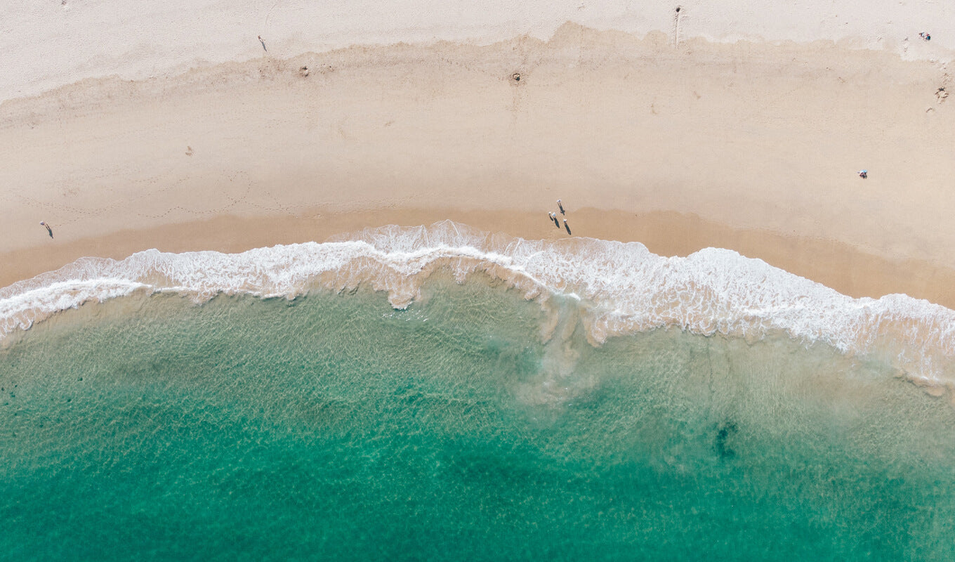 Top view of sandy Barafundle Bay Wales