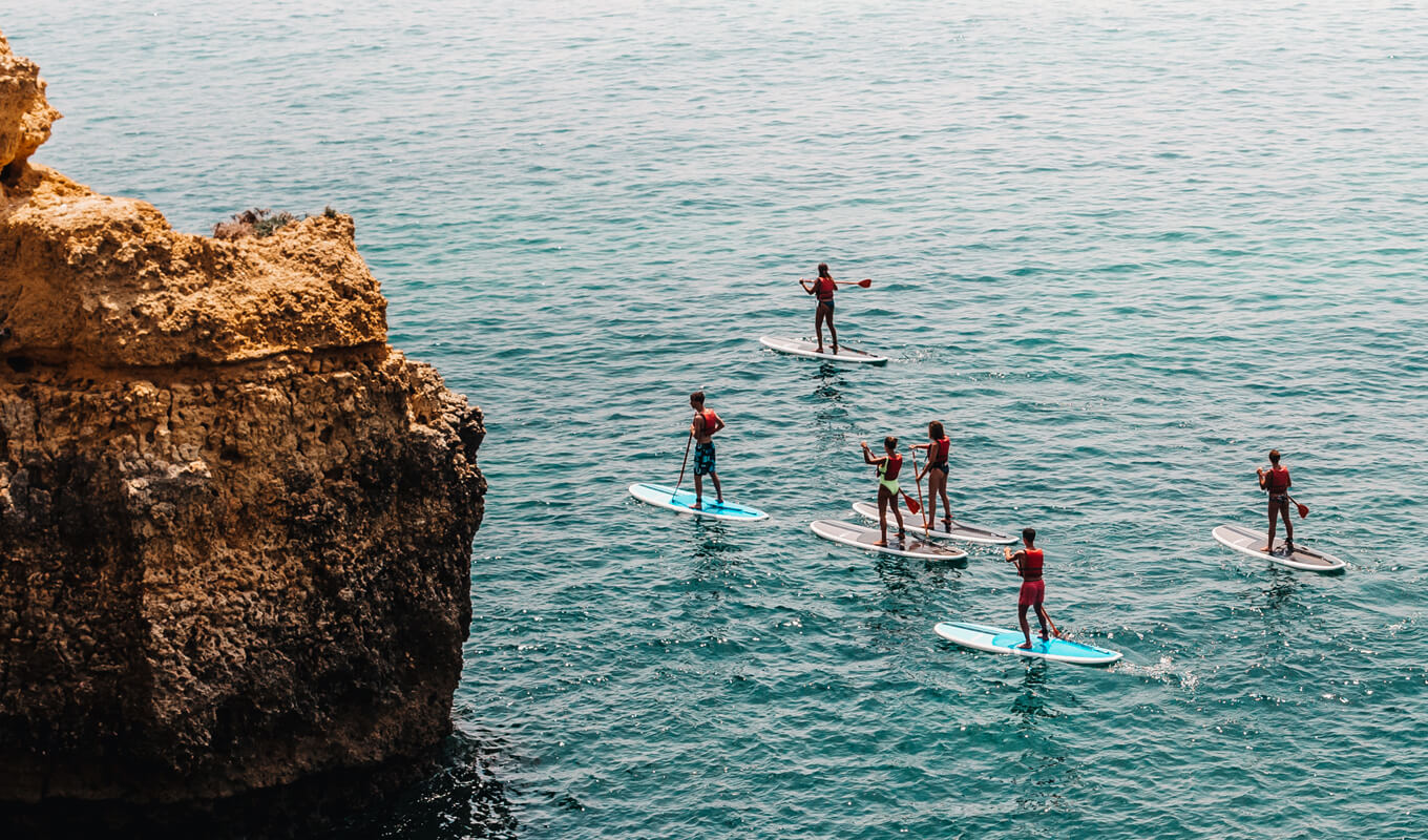Paddle boarders on Algarve, Portugal