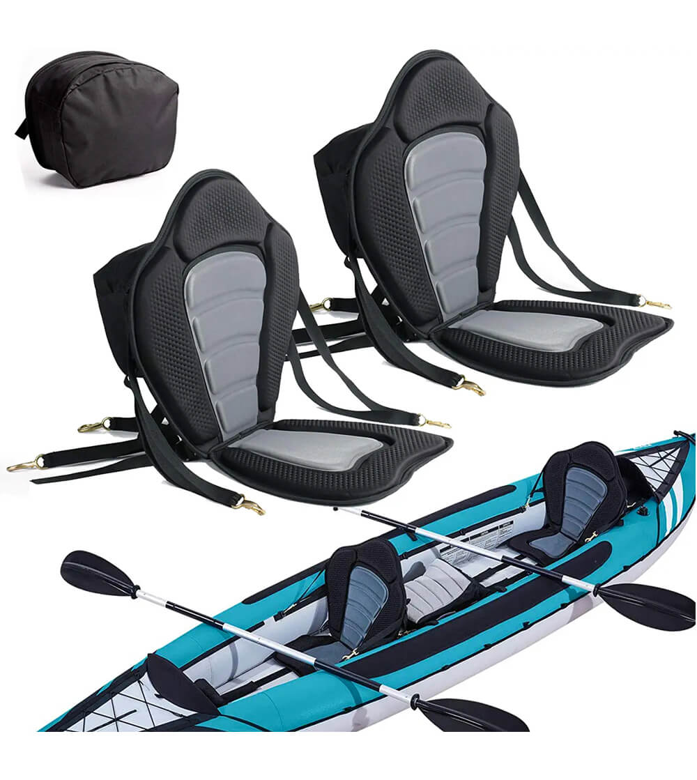 Kayak Seat Deluxe Padded Canoe Backrest Seat Sit On Top Cushioned Back Support SUP Paddle Board Seats with Detachable Storage Bag