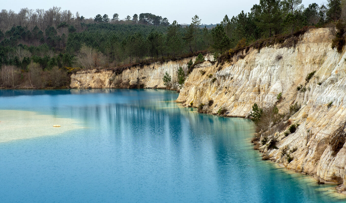 Teal water of Quarry Lake, Calgary