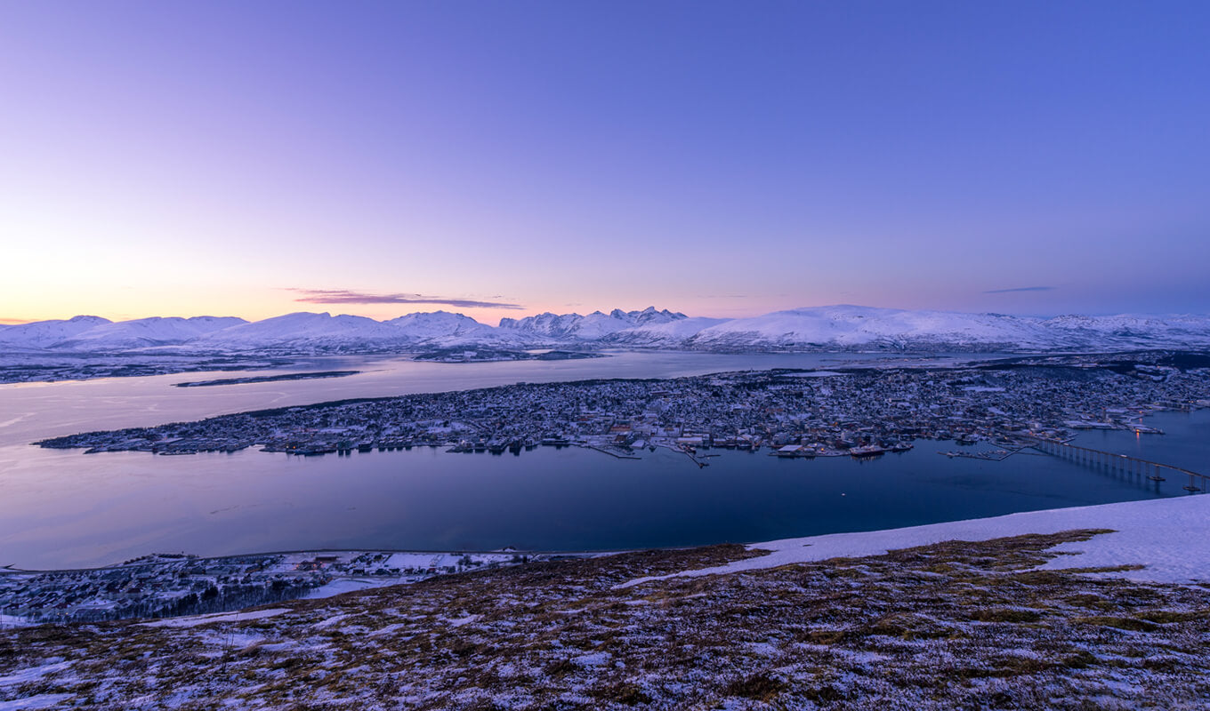City in the middle of body of water, Troms