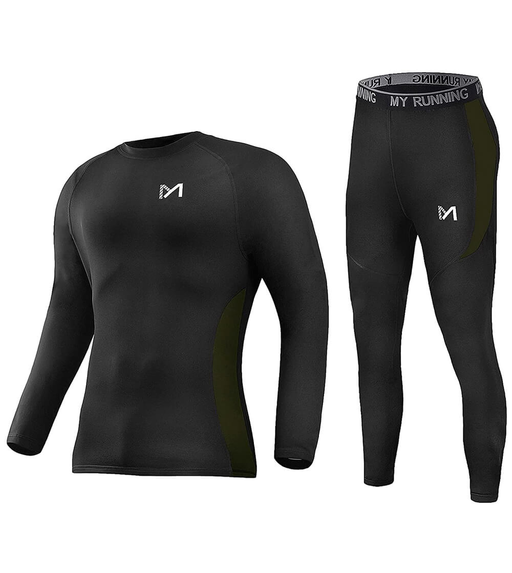 Black MEETYOO mens thermal underwear set