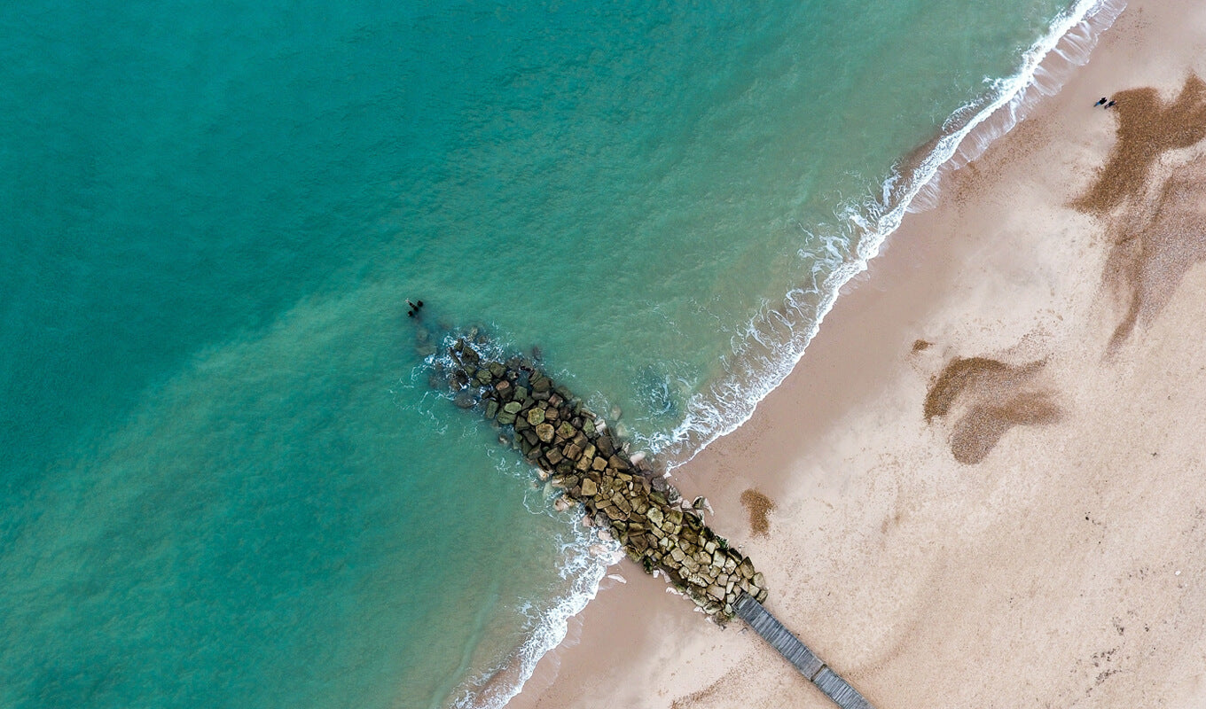 Aerial view of Sandbanks and Brownsea Island