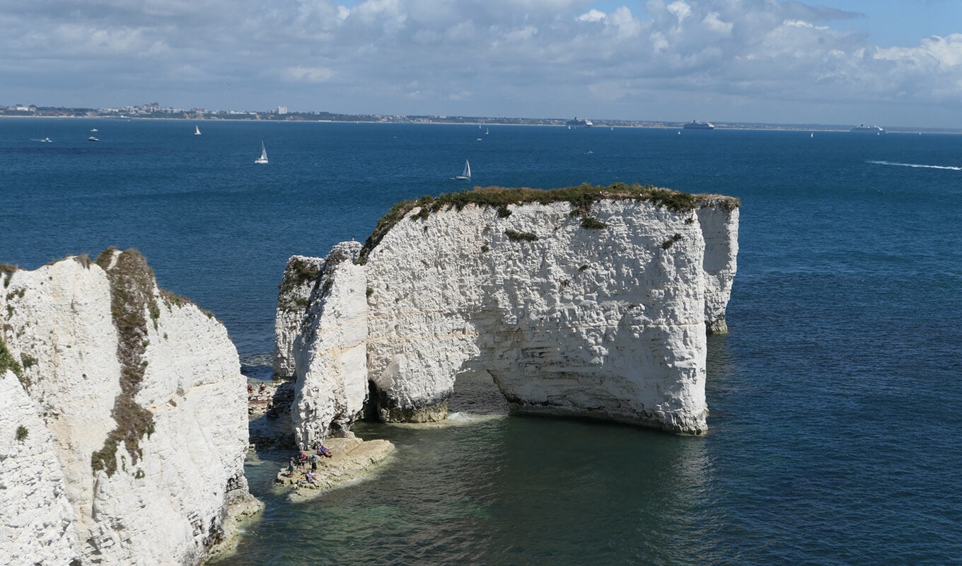 Aerial view of Old harry rocks at Studland bay