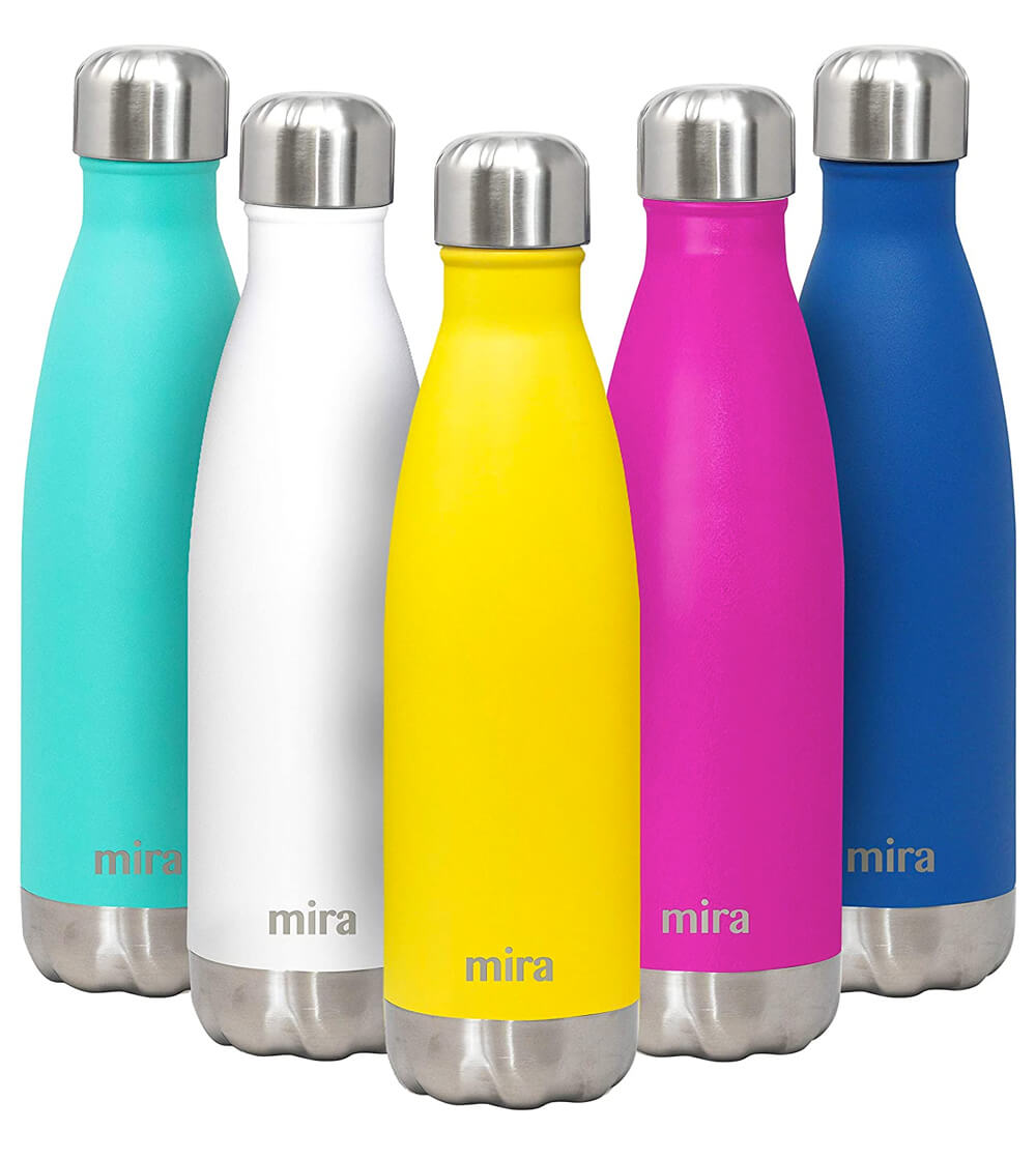 Gelbe vakuumisolierte Wasserflasche aus Edelstahl von Mira