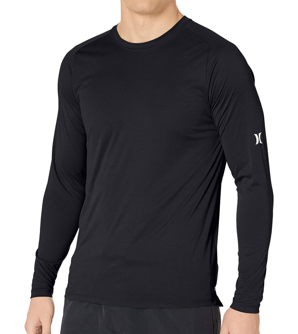 Schwarzer Hurley Standard Dri-Fit Langarm-Rashguard für Herren