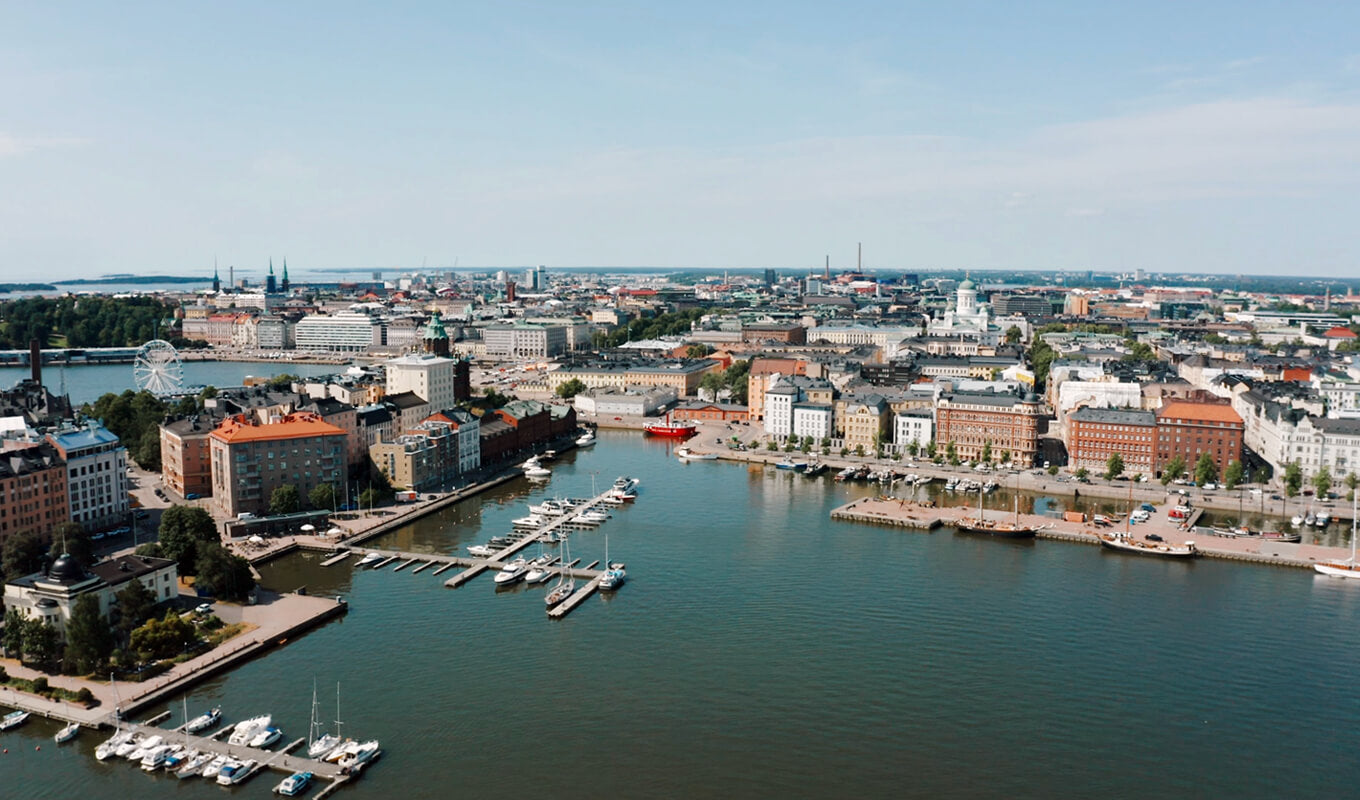 Aerial view of the bay at Helsinki, Finland