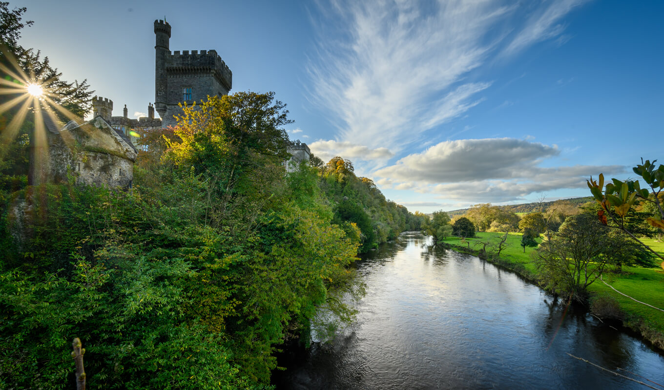 Lismore castle and blackwater river in Ireland