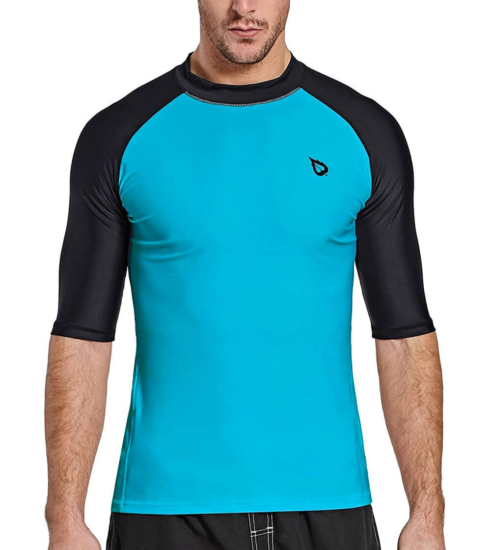 Blue BALEAF men short sleeve rashguard