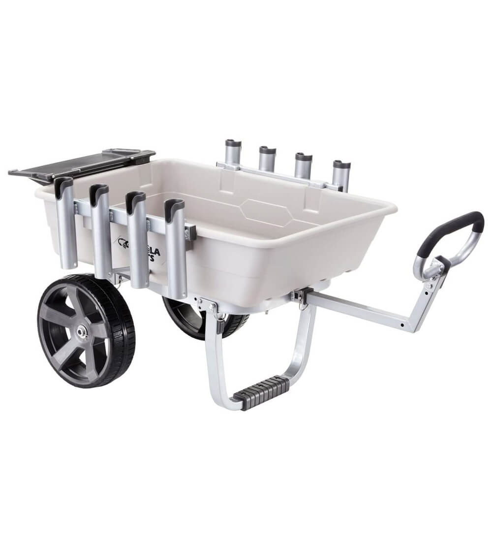 Pier Fishing Cart with Tires and Front Wheel, Fish and Marine Carts,  Aluminum Wagon-Rod Holders & Trolley, Outdoor Fishing Cart