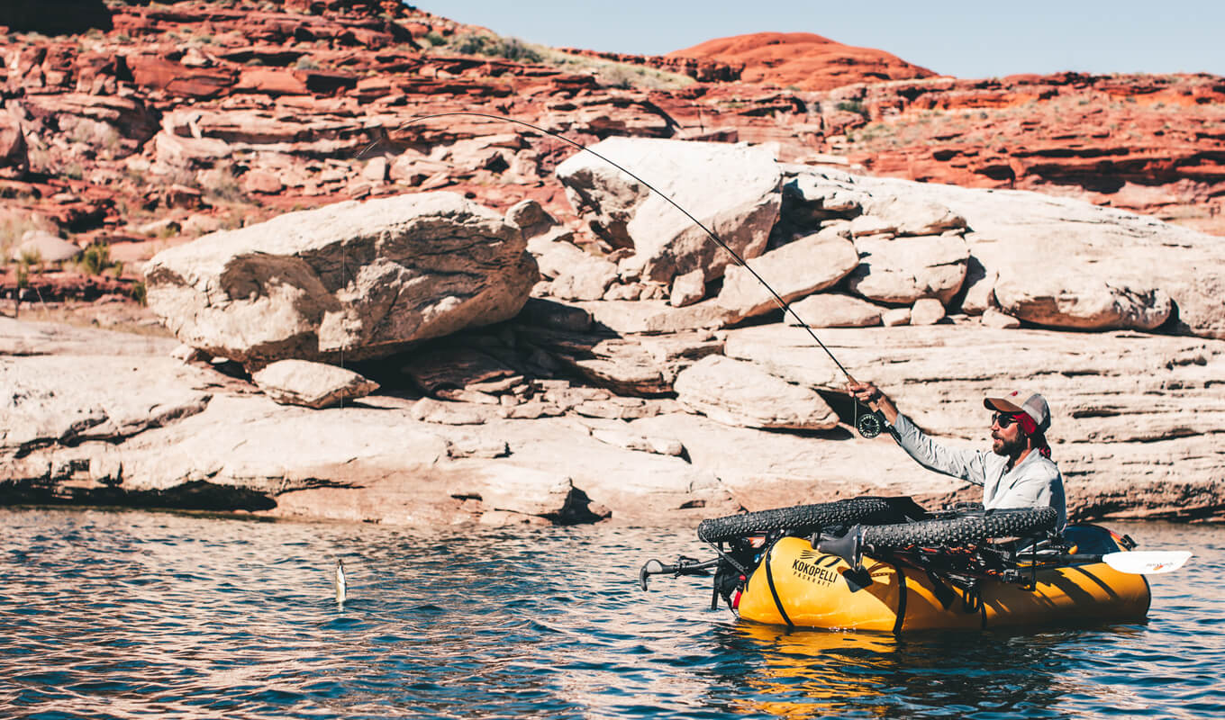 Inflatable kayak on the lake