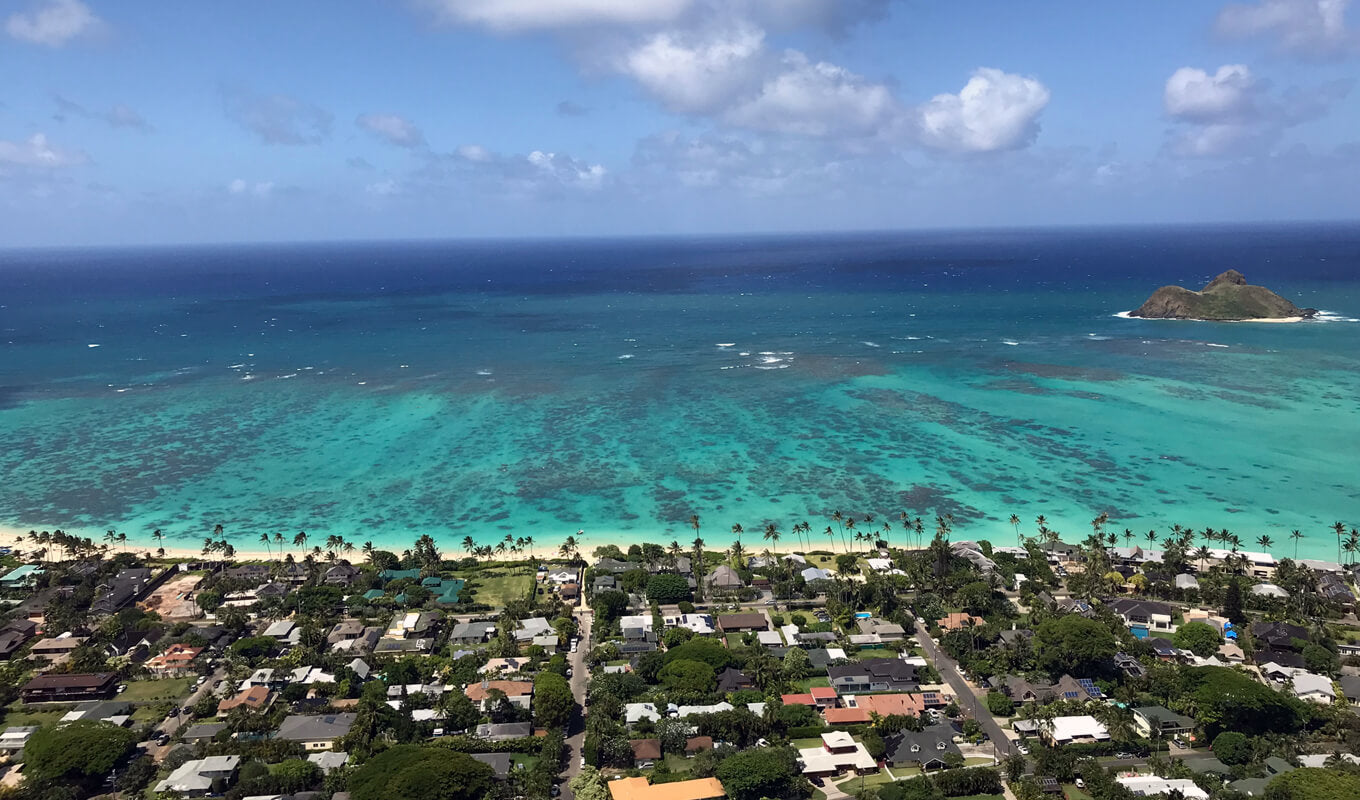 Aerial view of Kailua bay, Kona