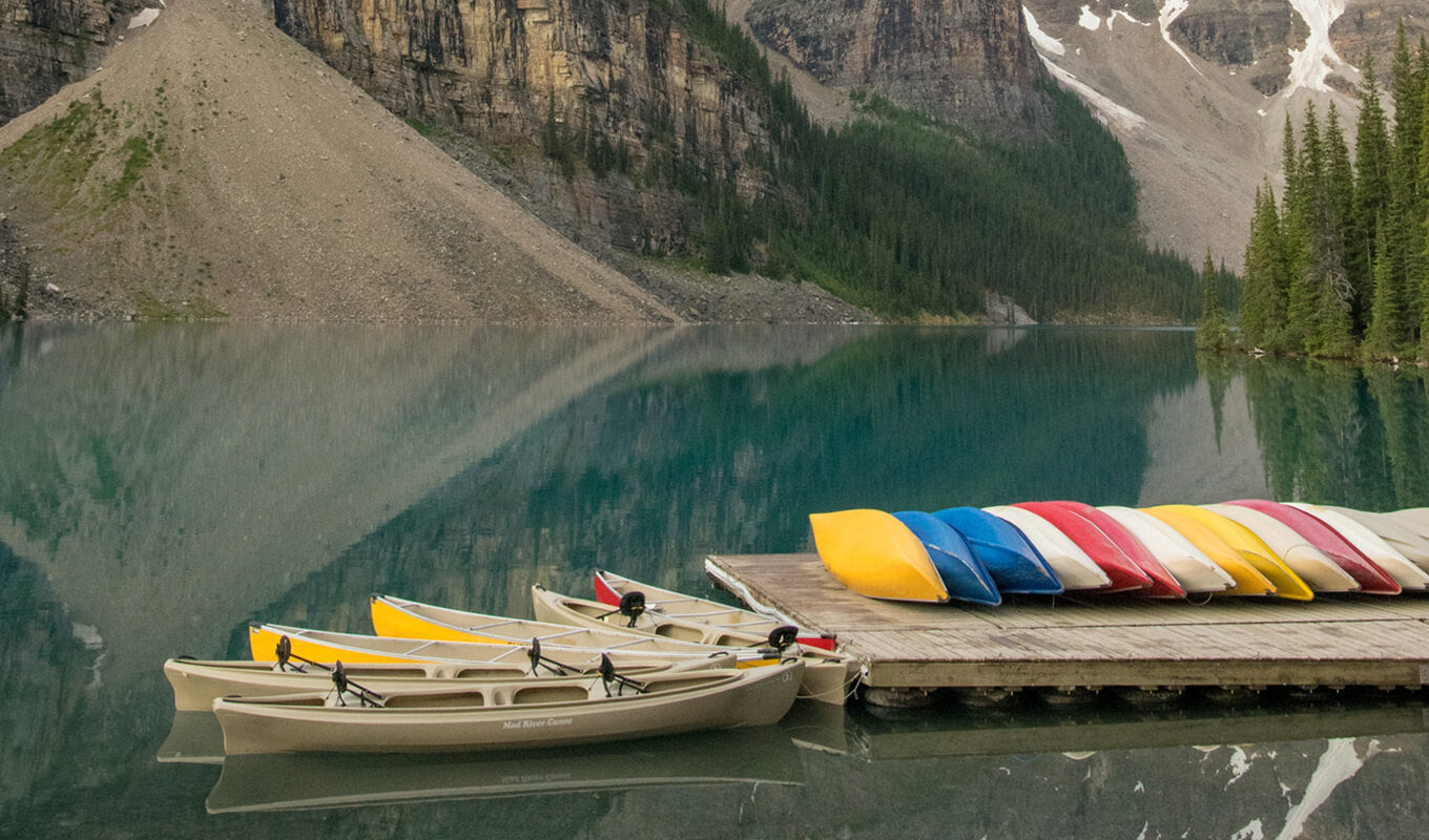 Kayaks on lake