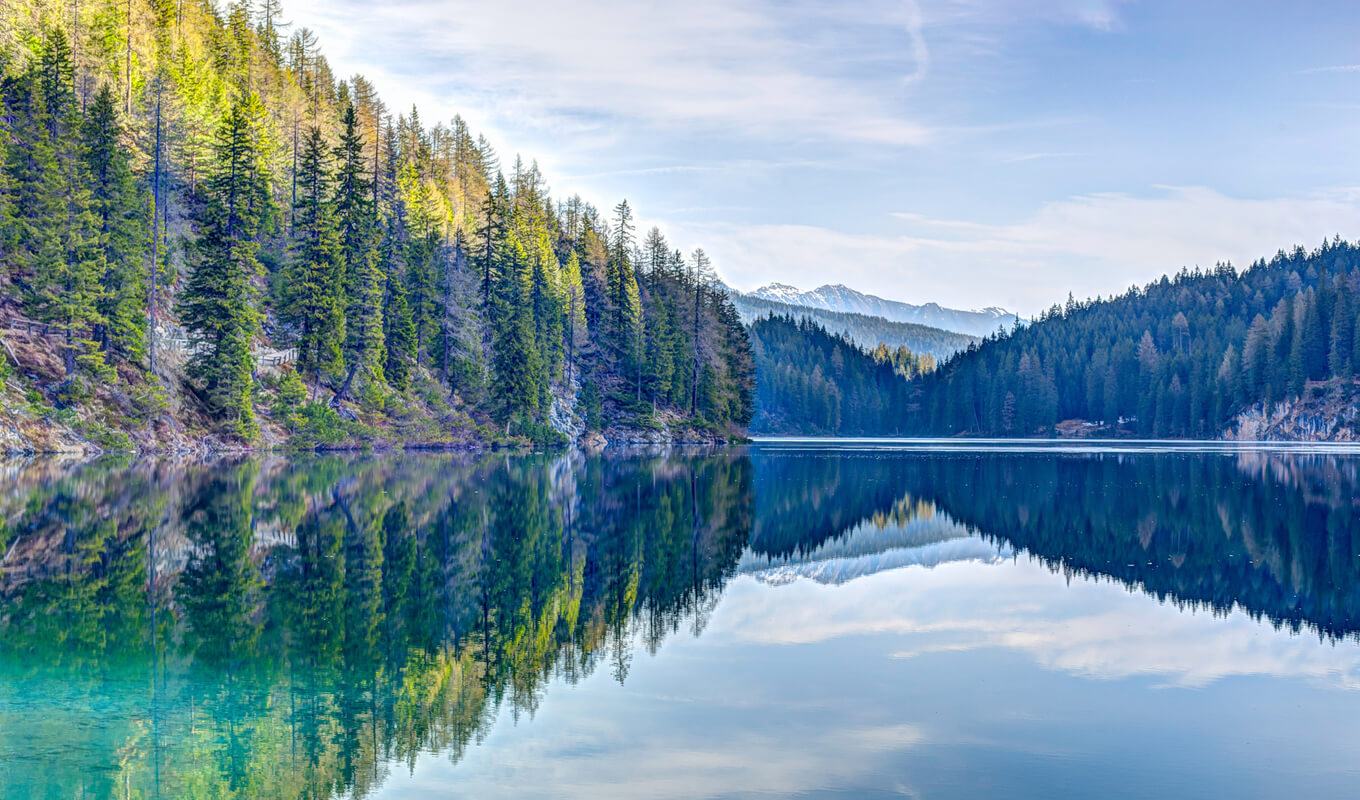 Crystal clear water lake manicouagan Quebec canada