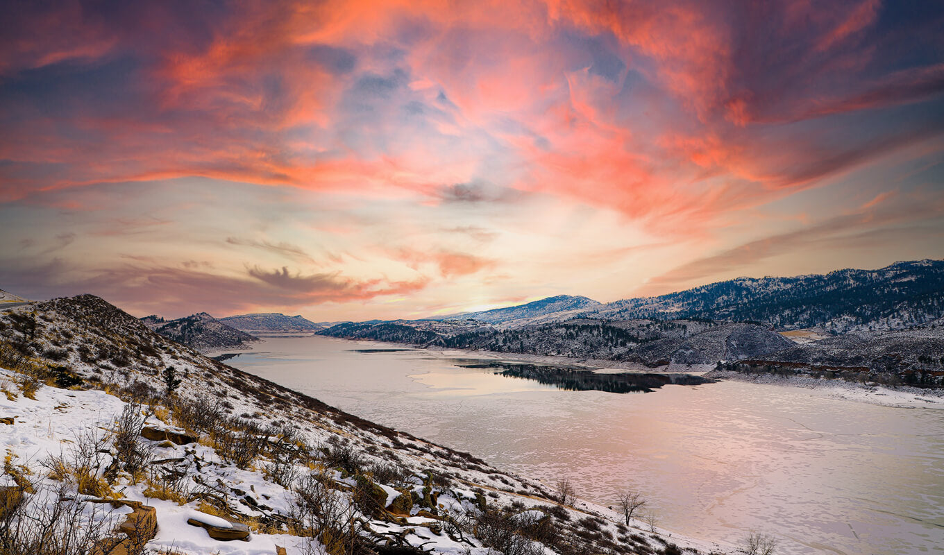 Snowy capped mountains near lake mohave